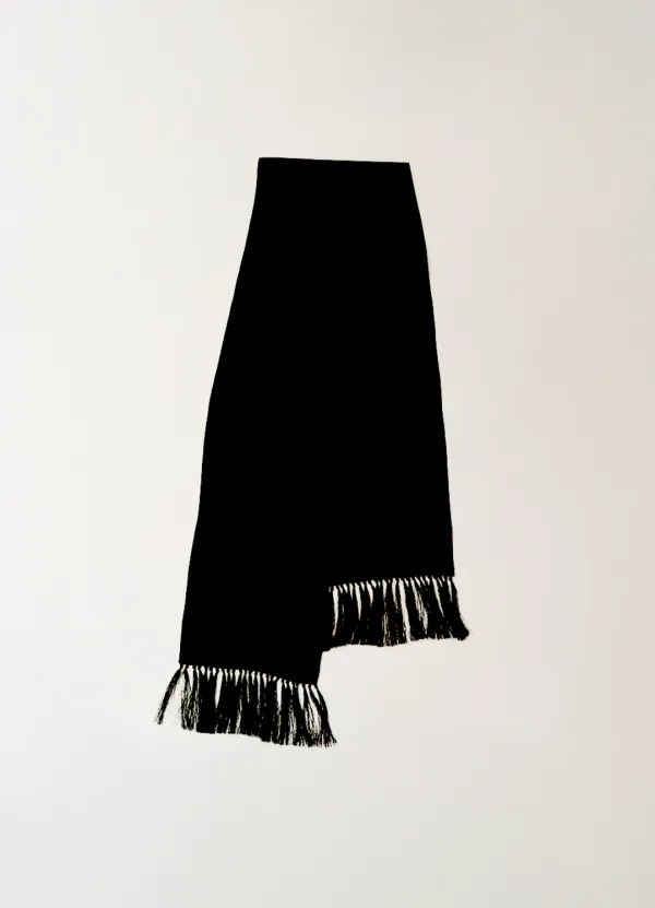 4TH / Tassel silk scarf (Black)