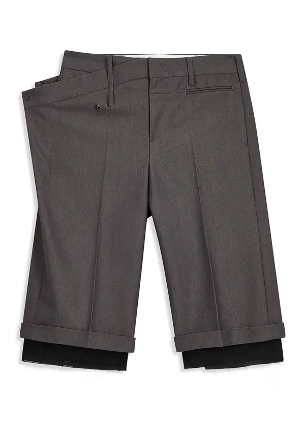 WRAP OVER BERMUDA SHORTS, CHARCOAL