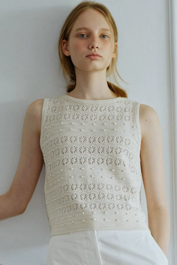 crochet sleeveless knit (ecru)