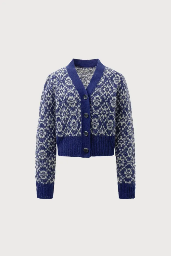 Ethereal fair isle cardigan (navy, beige)