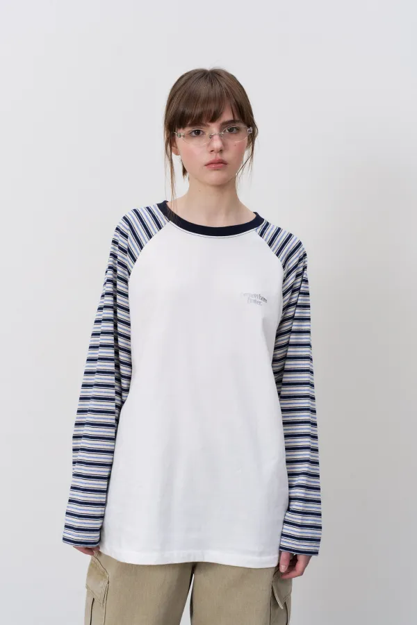 [김가을 PICK] Niro Stripe Raglan Long Top - Ivory(Navy)