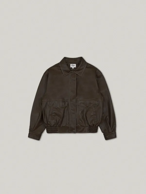 Vintage Leather Blouson Jacket - Brown빈티지 레더 블루종 자켓