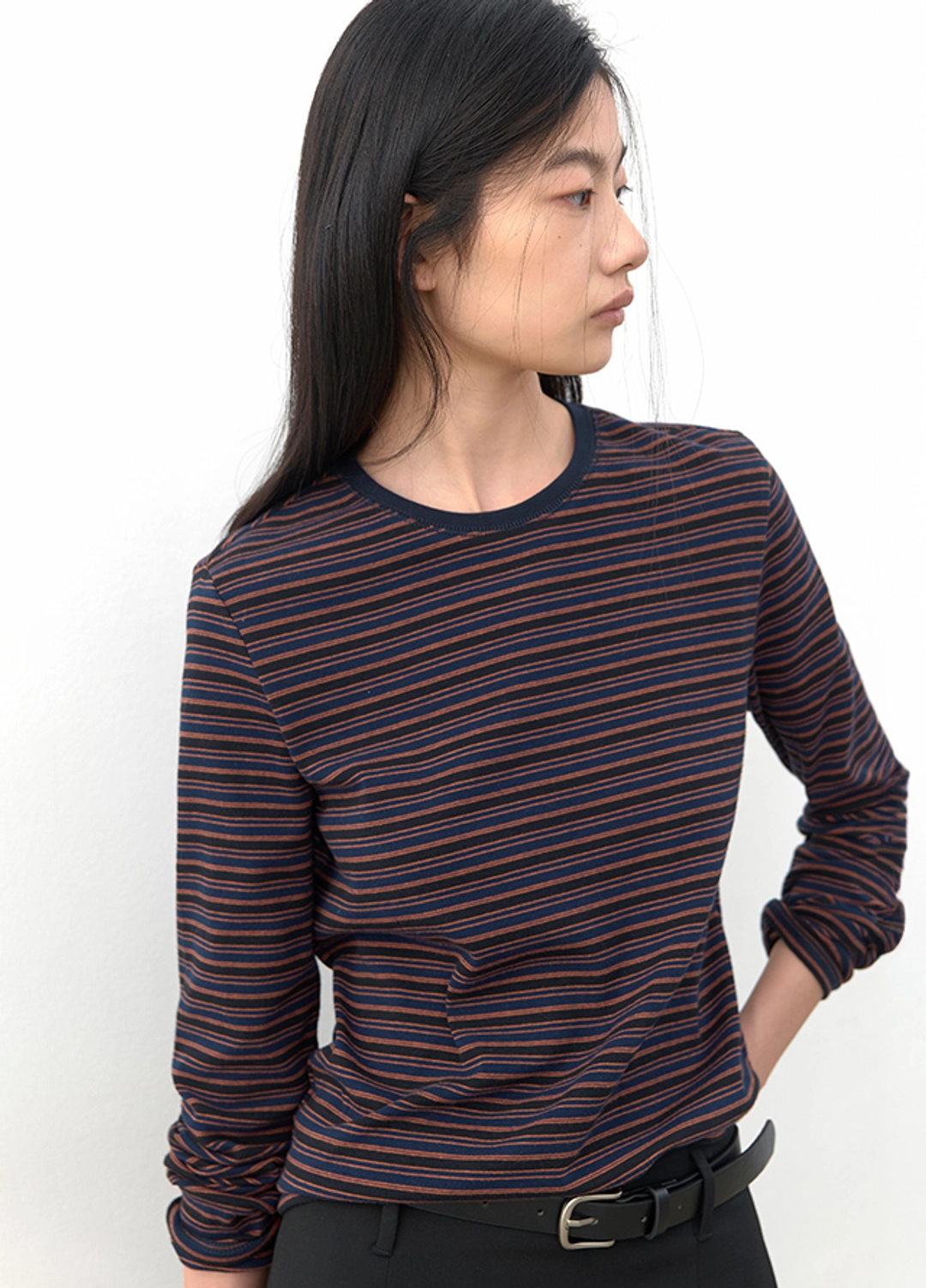 아뜰리에 나인 (T-7357)PIN STRIPE STANDARD SLIM TEE 상품 이미지 2