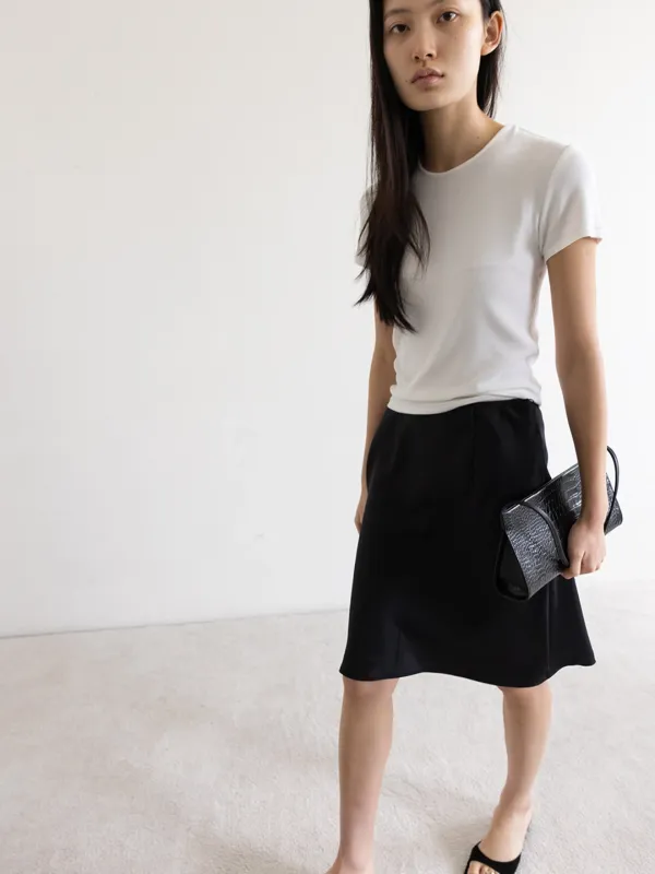 WOOL BLEND JERSEY TOP [WHITE, BLACK]