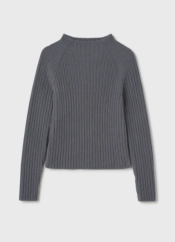 Soft Rib Mock Knit / Blue Gray