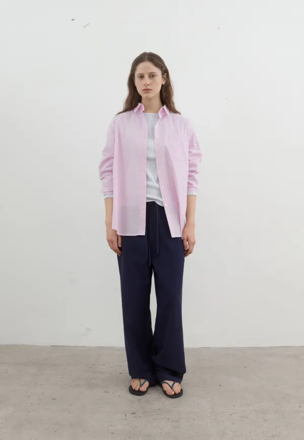 Plain cotton overfit shirt (soft pink)