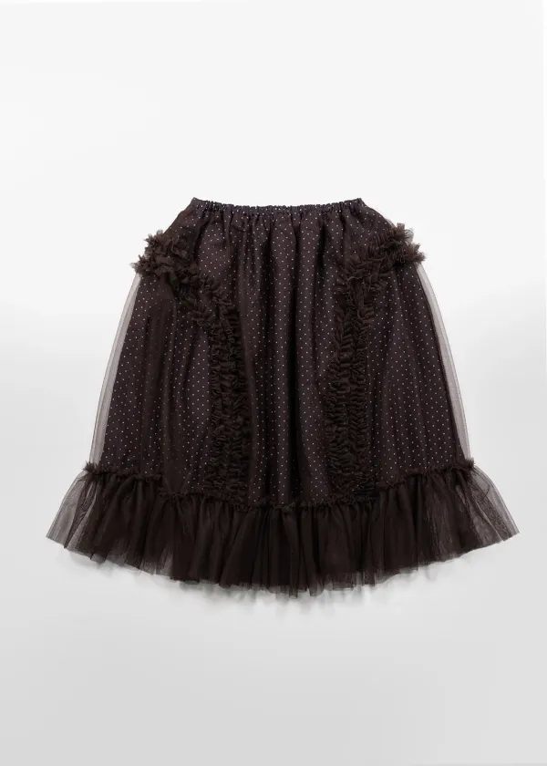 BANDING RUFFLE SHA DOT SKIRT - BROWN