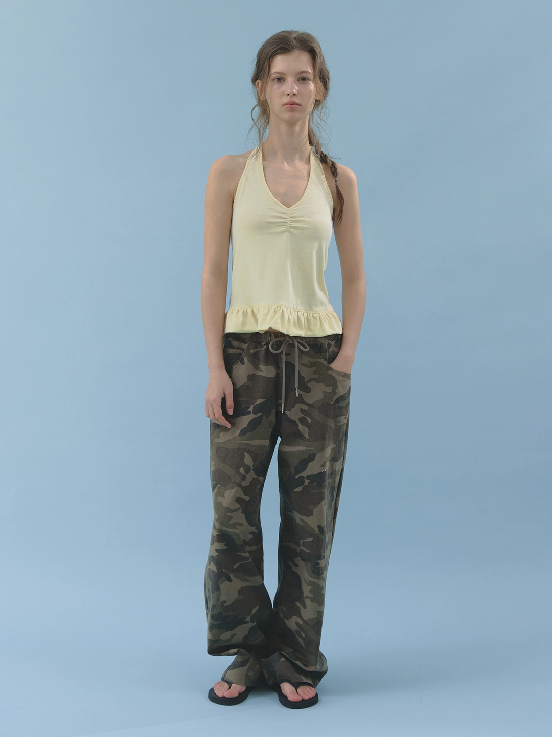 헤더먼트 flare halter top (lemon) 상품 이미지 1