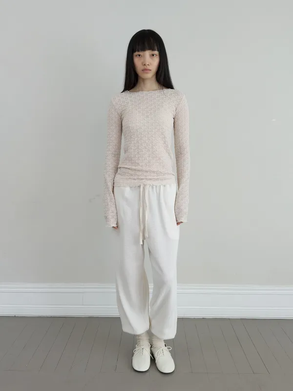 LACE LONG SLEEVE TOP IN IVORY
