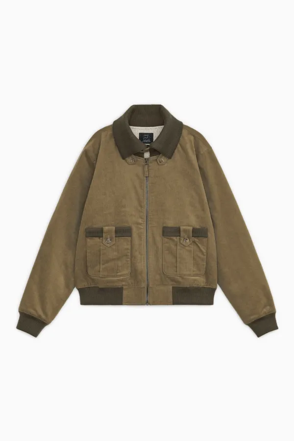 [10/6 SOON] FLORAL CORDUROY BOMBER JACKET, CAMEL