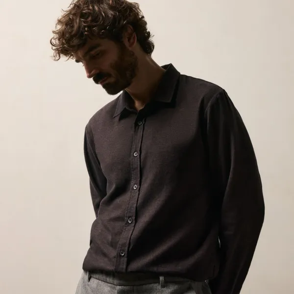 Refined Cotton Flannel Shirt - Cocoa