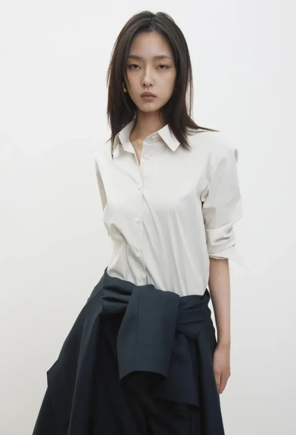 미디움핏 베이직 셔츠 에크루