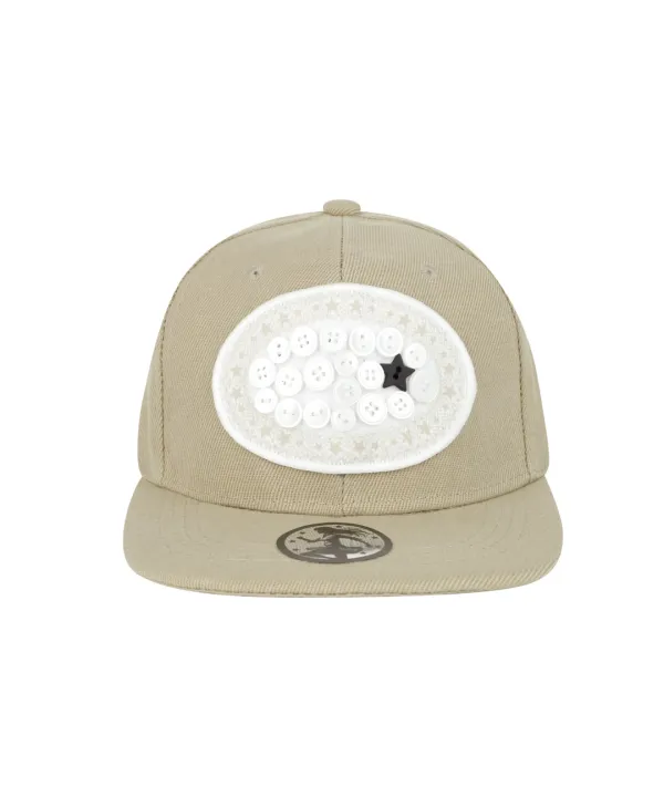 Lace Button Snapback / Beige