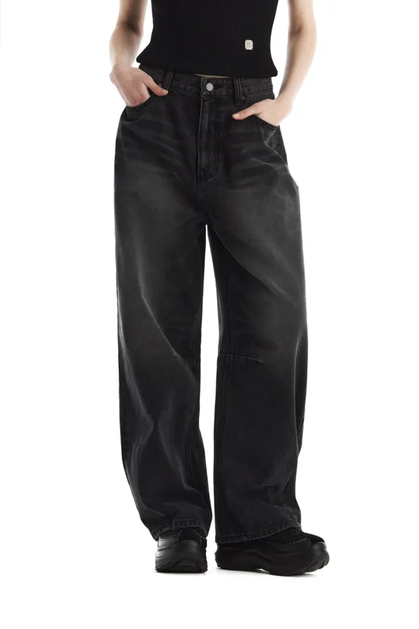 Dart Tapered Denim Pants [ Black ]