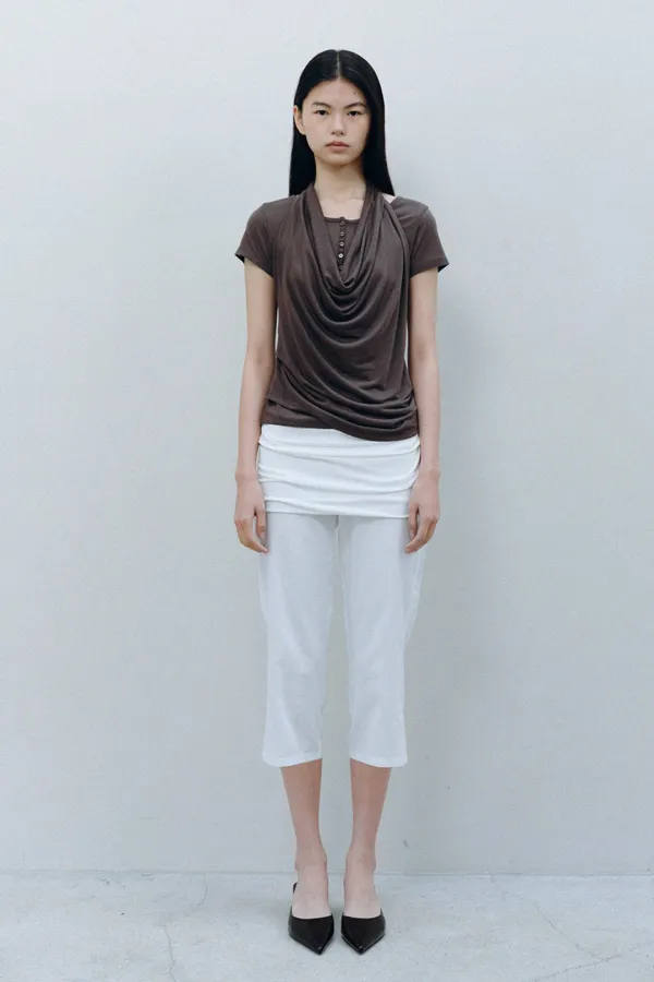 LAYERED DETAIL CAPRI PANTS, WHITE