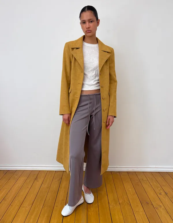 VINTAGE LEATHER COAT, MUSTARD
