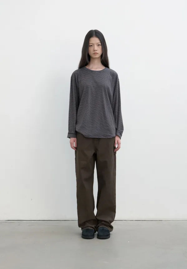 Brushed stripe long sleeve (charcoal)