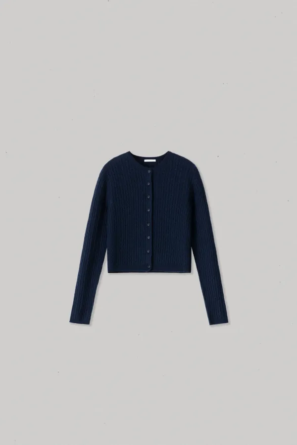 42701_Cable Round-Neck Cardigan