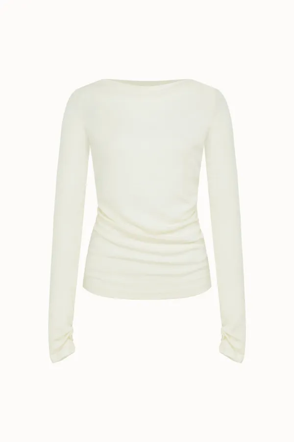 Boat-neck Wool T-shirt[LMBEAUTT607]-4color