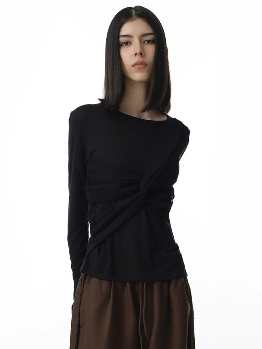 밀로 우먼 Mesh Twist T-Shirt [Black] 상품 이미지 1