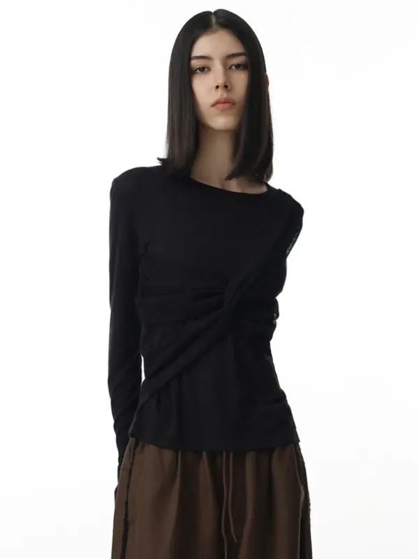 Mesh Twist T-Shirt [Black]
