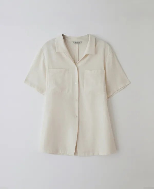Hourglass line lapel shirt_IVORY