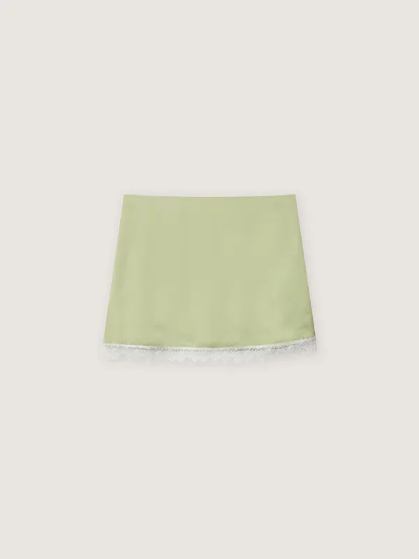 Bella Satin Skirt - Olive