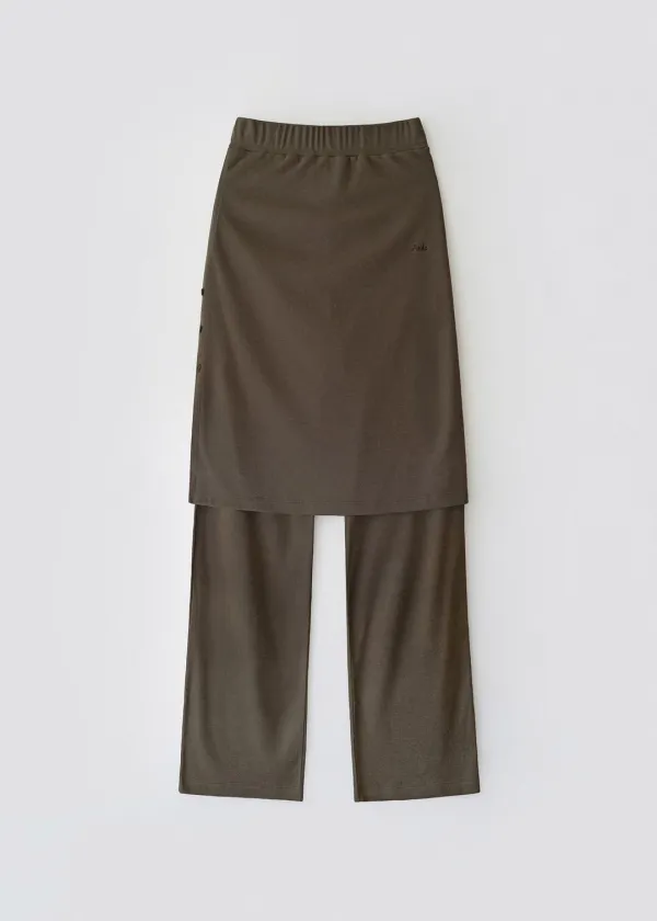 Naia layered skirt pants (brown)