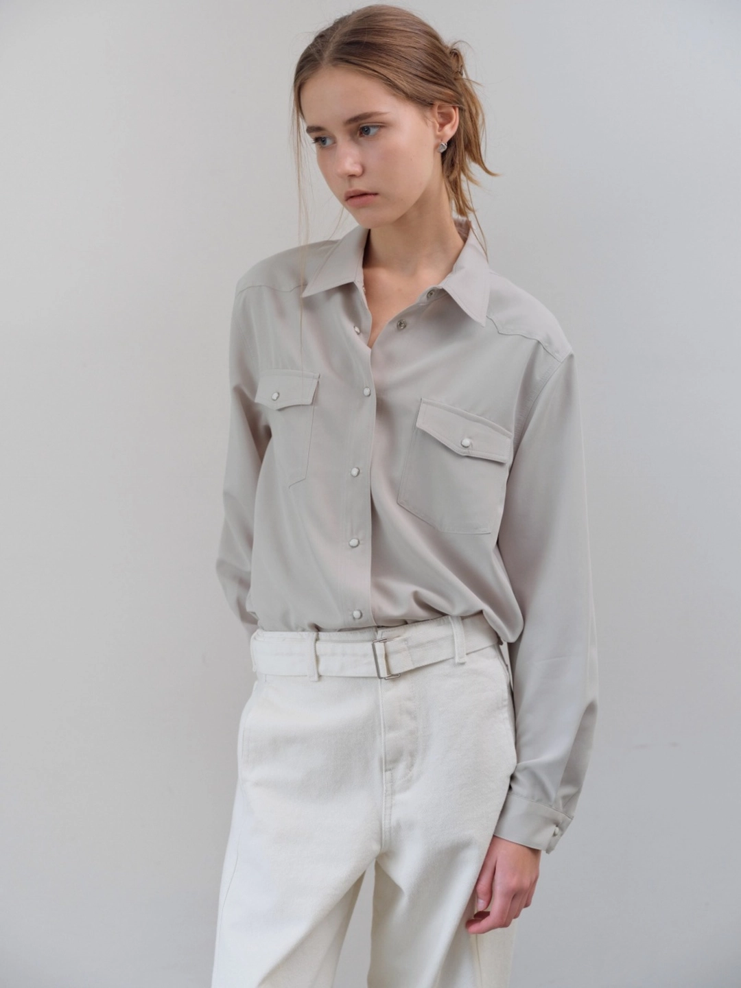 더릴 Lea Western Shirts_Light Gray 상품 이미지 1