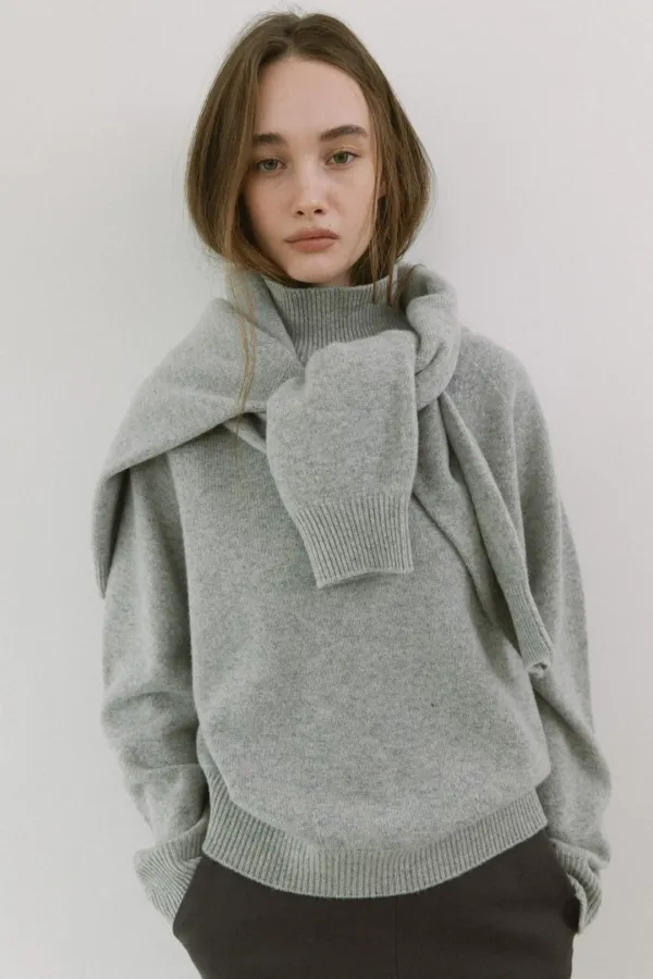 CASHMERE TURTLENECK KNIT [ GREY / CHARCOAL / BEIGE ]