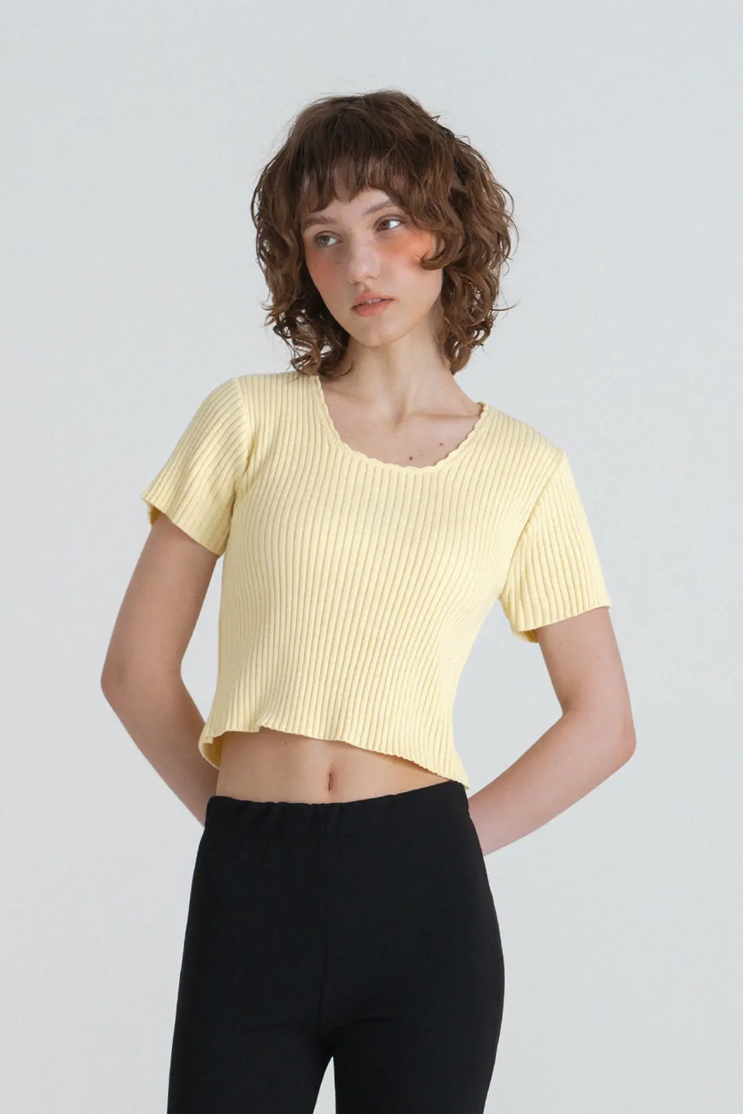 위드아웃썸머 Ribbed half knit_yellow 상품 이미지 2