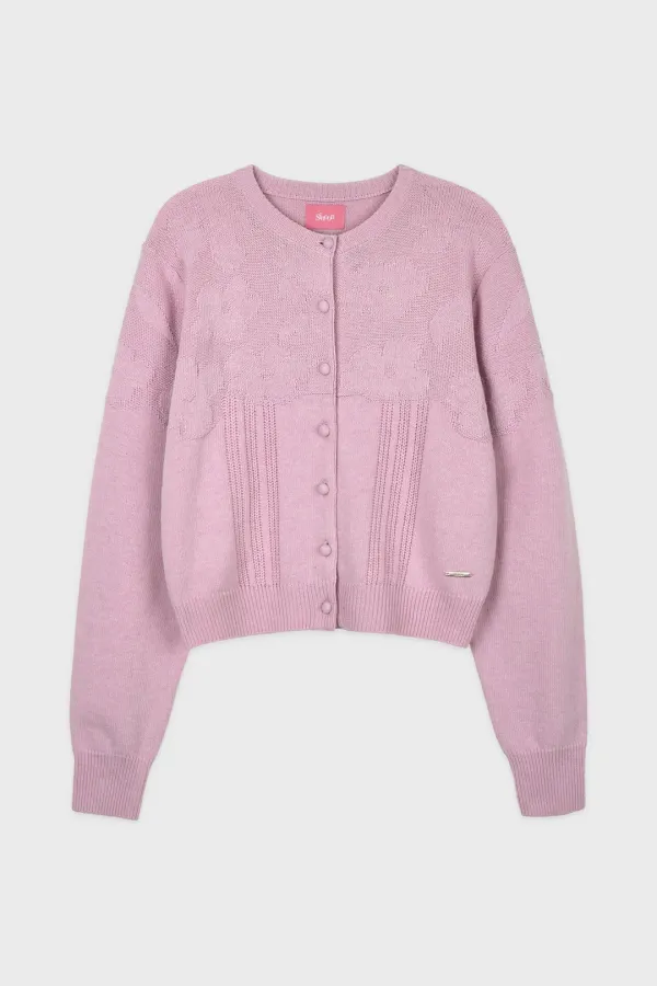 Reverse Flower Cardigan (Pink)