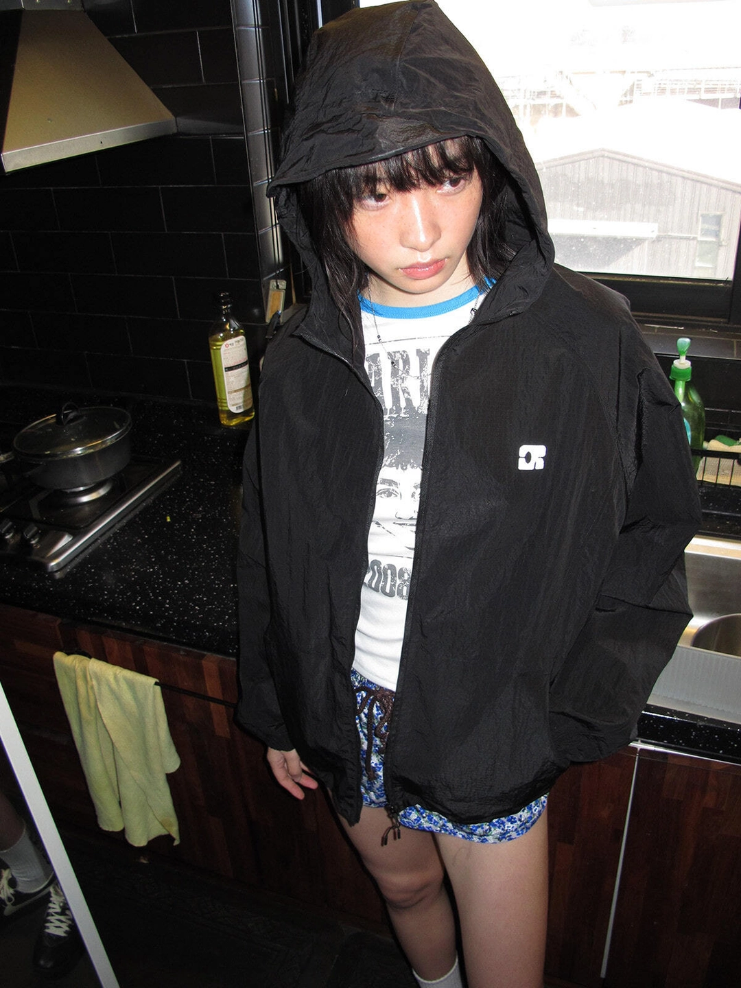센토르 NYLON WINDBREAKER HOODED JACKET_BLACK 상품 이미지 1