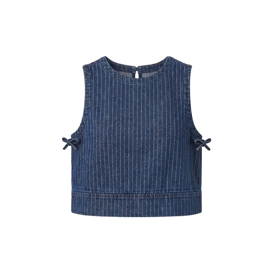 피브비 Pinstripe Denim Sleeveless Top (indigo) 상품 이미지 1