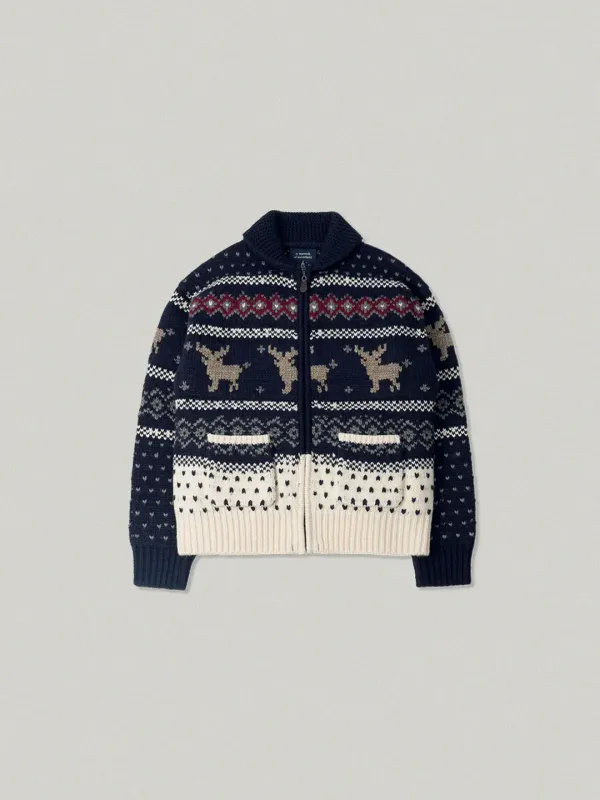 Cowichan Collar Zip Up - Navy코위찬 카라 집업