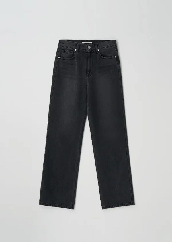 [10%] black on black washing denim pants