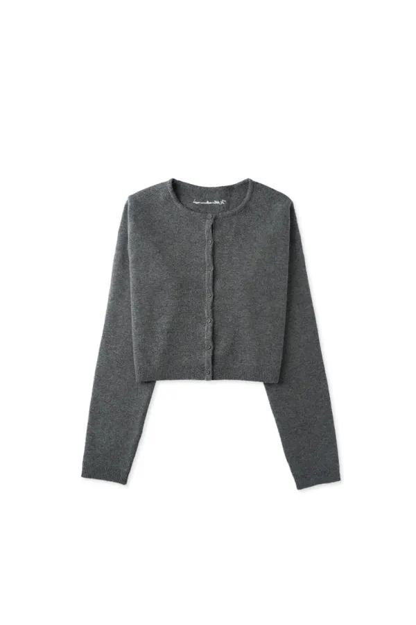Basic round cardigan_charcoal