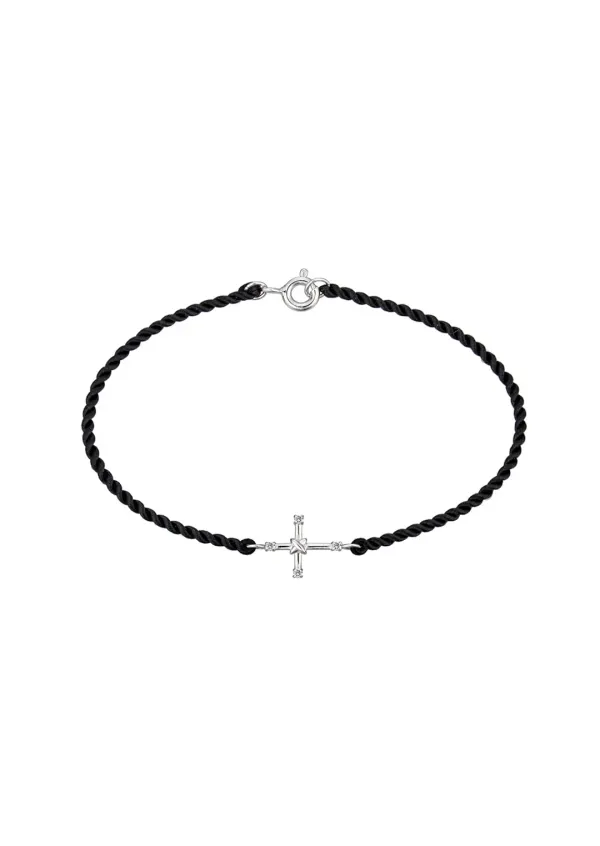 [G] Dia Cross Silk Bracelet