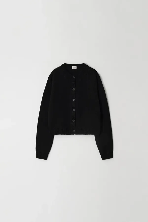 Shell Button Cardigan (black)