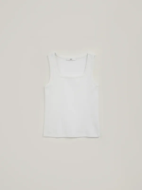 Square Sleeveless Top - White