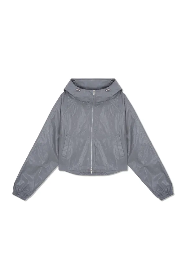 MATIN CROP HOODY COATING JUMPER IN DARK GREY