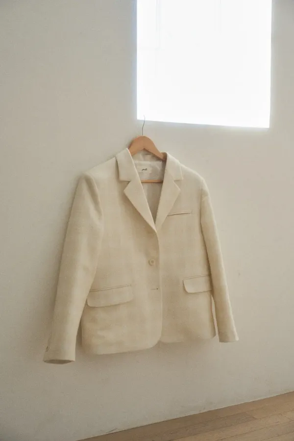 soft checkered wool jacket_ivory