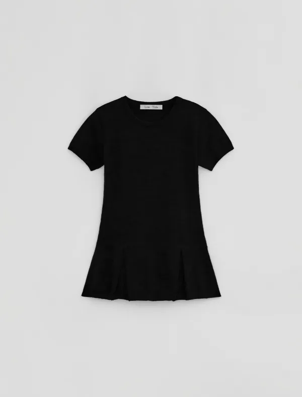 [제니착용] [3rd REORDER] HALF SLEEVE FLARE KNIT [BLACK]