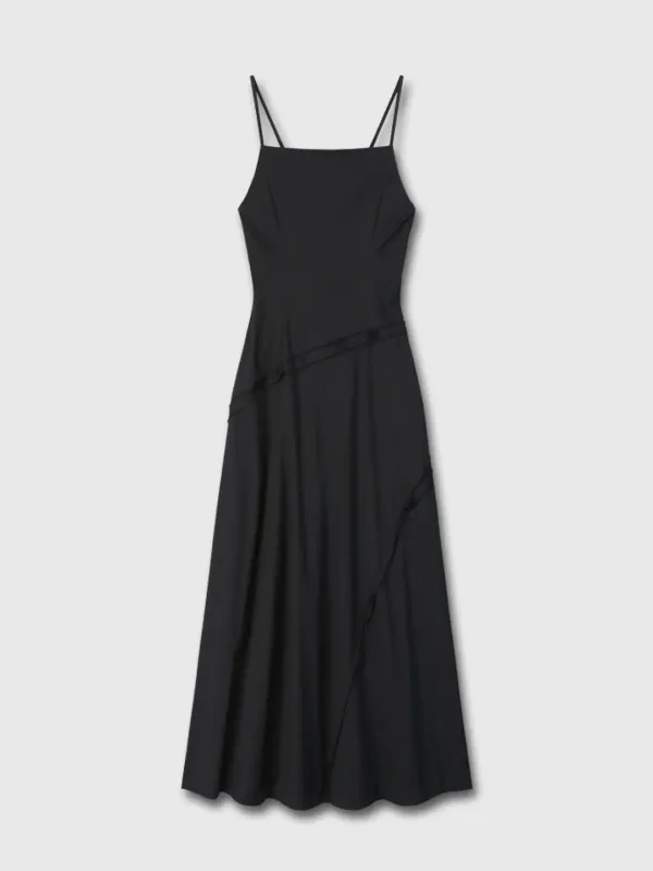 LIGHT COTTON STRAP DRESS_ BLACK