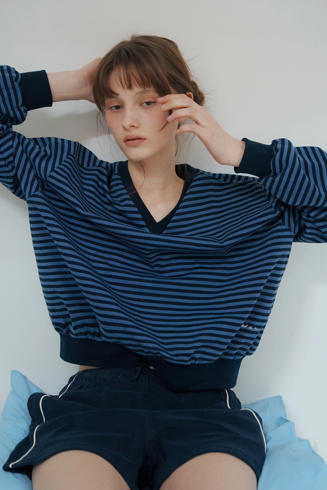 샤드라마 LOOSE FIT STRIPED SWEATSHIRT [NAVY] 상품 이미지 2