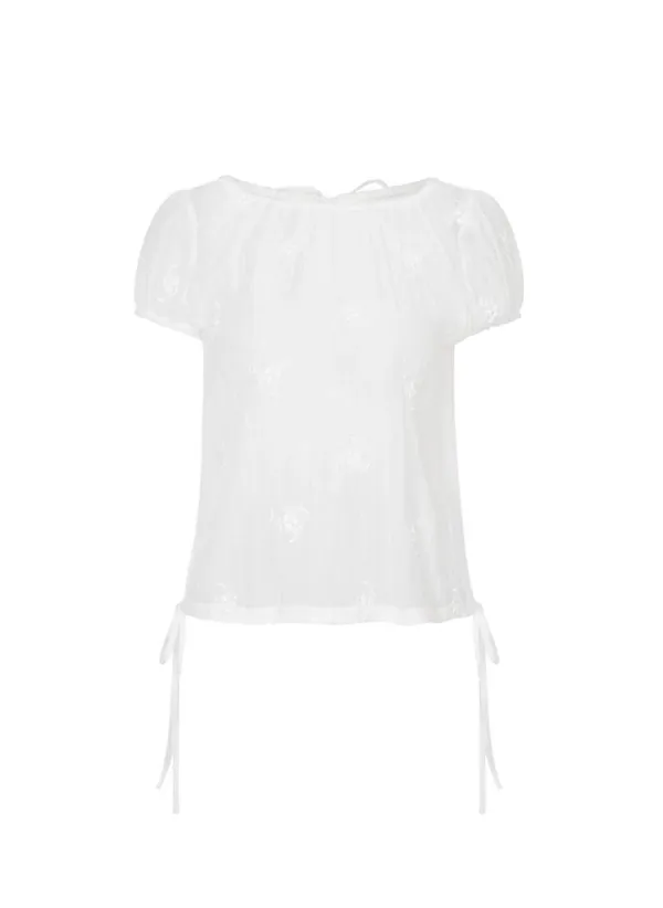 Flower String Blouse (White)