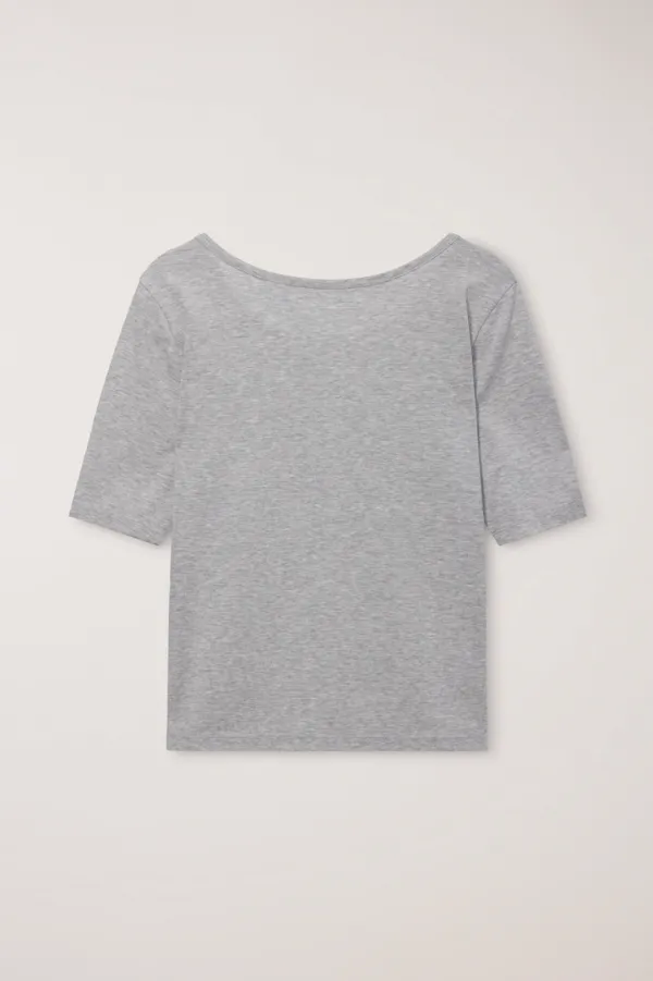 ESSENTIAL BOAT NECK T-SHIRT MELANGE GREY_UDTS6B227G2