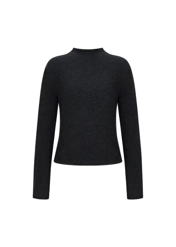Cashmere Half Neck Knit Top, Charcoal
