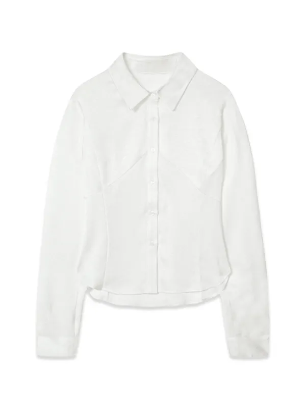 JACQUARD PANEL BLOUSE (WHITE)