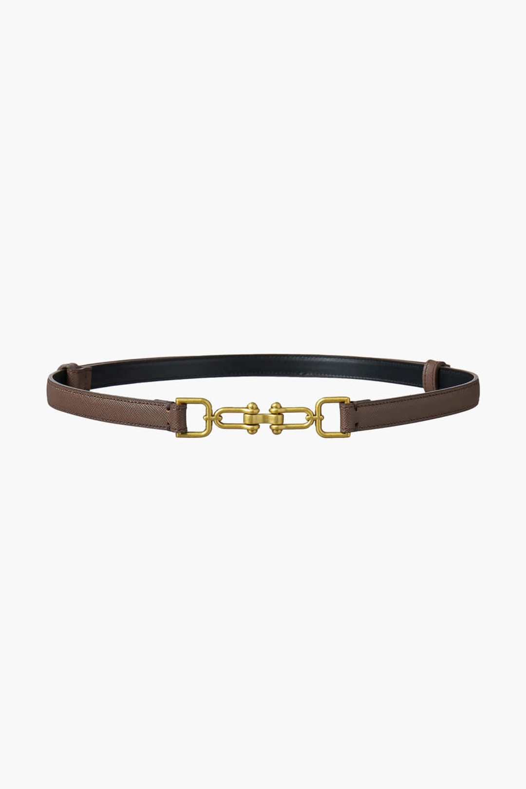 쿠메 Adjustable Gold Clasp Leather Belt, Brown 상품 이미지 1